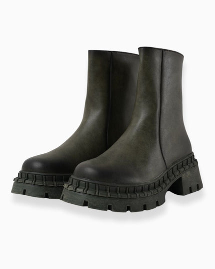 Botines verdes cremallera trasera