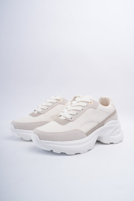 Tenis beige x gamuza gris