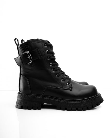 Botín negro cordones y correa