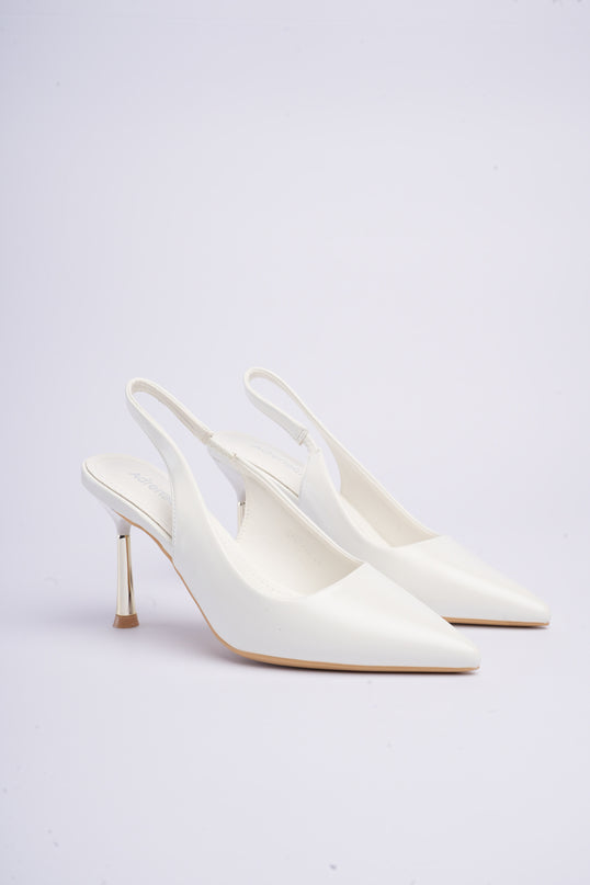 Tacones altos destalonados blancos