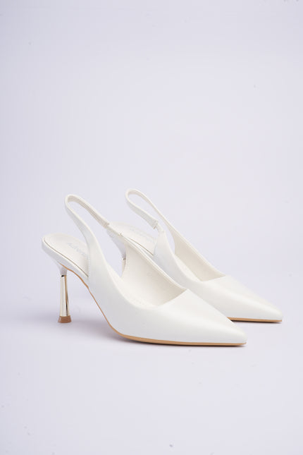 Tacones altos destalonados blancos