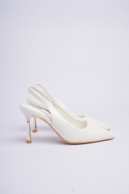 Tacones altos destalonados blancos