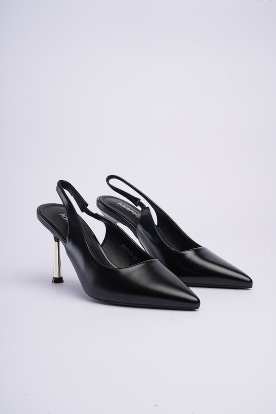 Tacones altos destalonados negros
