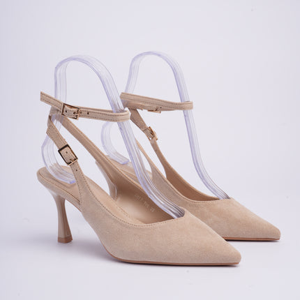 Tacones beige con hebilla removible
