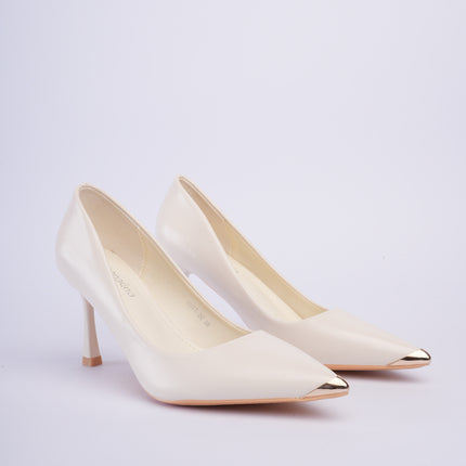 Tacones blancos de aplique en punta