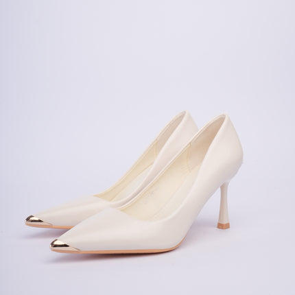 Tacones blancos de aplique en punta