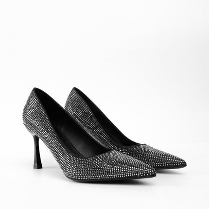 Tacones brillantes altos negros