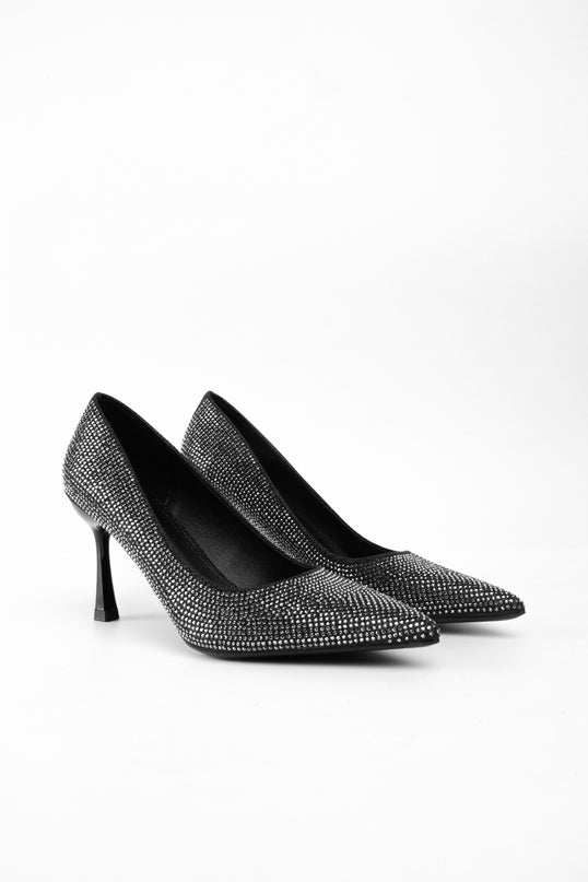 Tacones brillantes altos negros