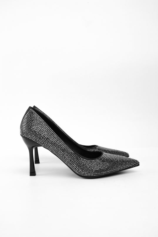 Tacones brillantes altos negros