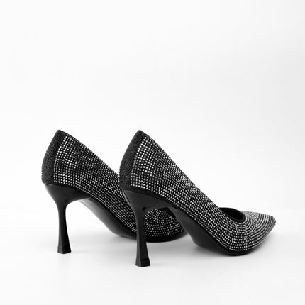 Tacones brillantes altos negros