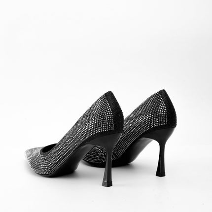 Tacones brillantes altos negros
