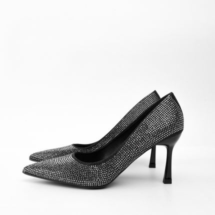 Tacones brillantes altos negros