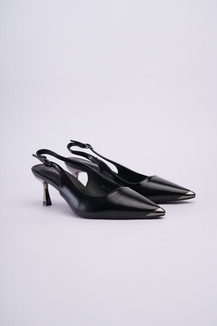Tacones negros bajos con correa