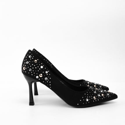 Tacones negros con apliques plata
