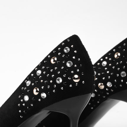 Tacones negros con apliques plata