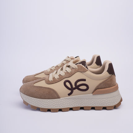 Tenis altos café con beige