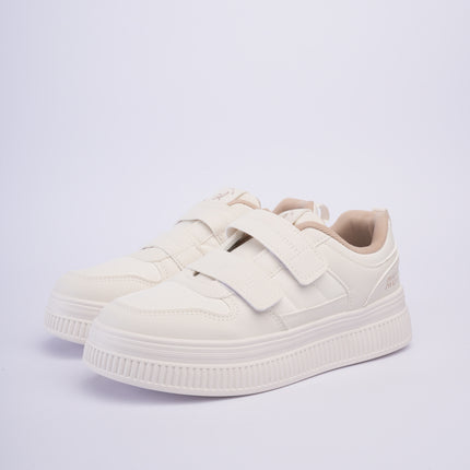 Tenis beige clásicos con doble velcro