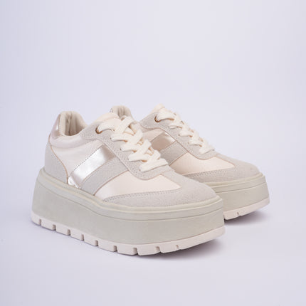 Tenis beige con gris de plataforma