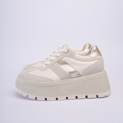 Tenis beige con gris de plataforma