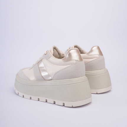 Tenis beige con gris de plataforma
