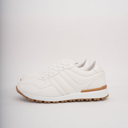 Tenis blancos bajos clásicos y suela beige