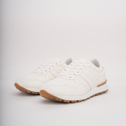 Tenis blancos bajos clásicos y suela beige