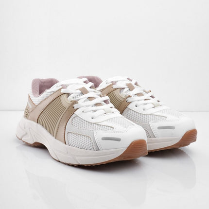 Tenis blancos con camel y detalles