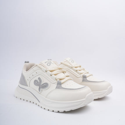 Tenis blancos con diseño gris