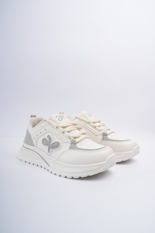 Tenis blancos con diseño gris