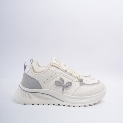 Tenis blancos con diseño gris