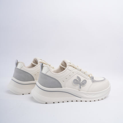 Tenis blancos con diseño gris