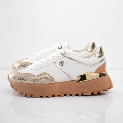 Tenis blancos con dorado y plataforma