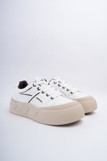Tenis blancos con líneas café
