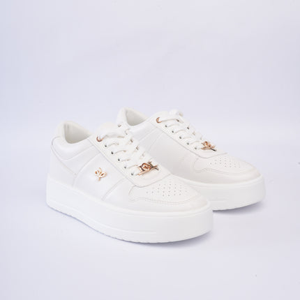Tenis blancos plataforma x dorado