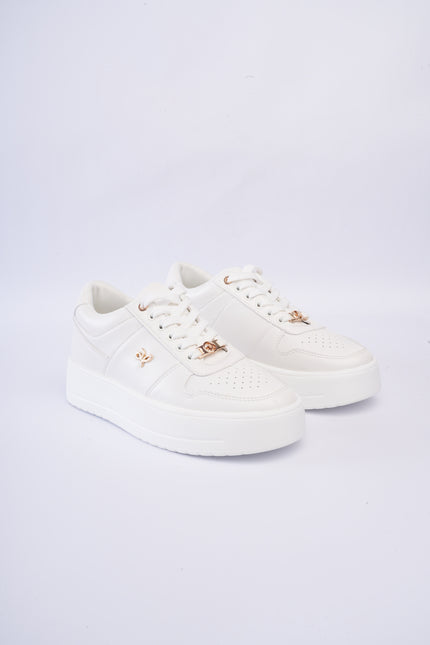 Tenis blancos plataforma x dorado