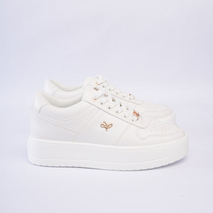 Tenis blancos plataforma x dorado