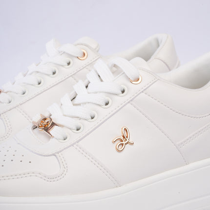 Tenis blancos plataforma x dorado