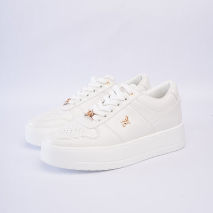 Tenis blancos plataforma x dorado