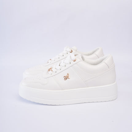 Tenis blancos plataforma x dorado