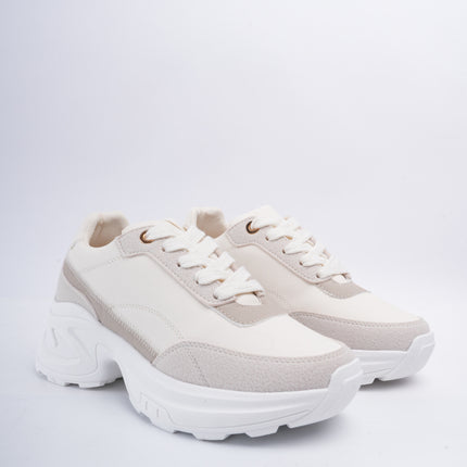Tenis casuales beige con gris