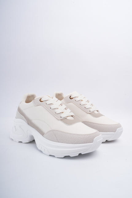 Tenis casuales beige con gris