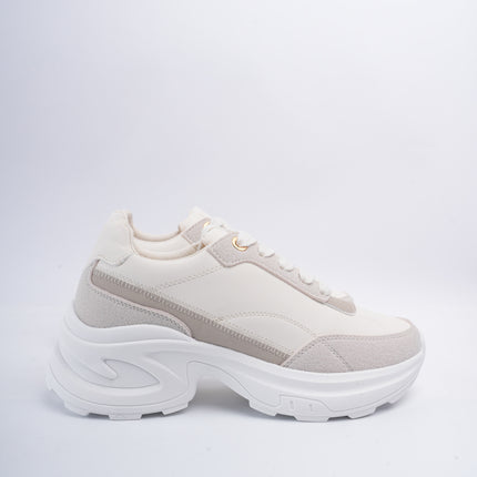 Tenis casuales beige con gris