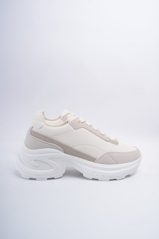 Tenis casuales beige con gris