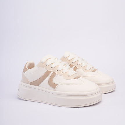 Tenis casuales beige x café