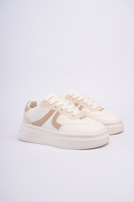 Tenis casuales beige x café