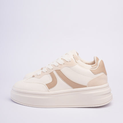 Tenis casuales beige x café