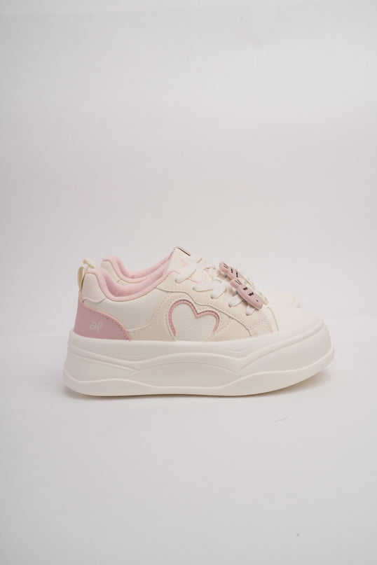 Tenis crema con detalles rosa