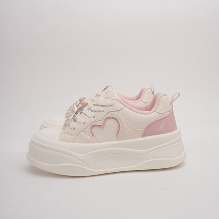 Tenis crema con detalles rosa