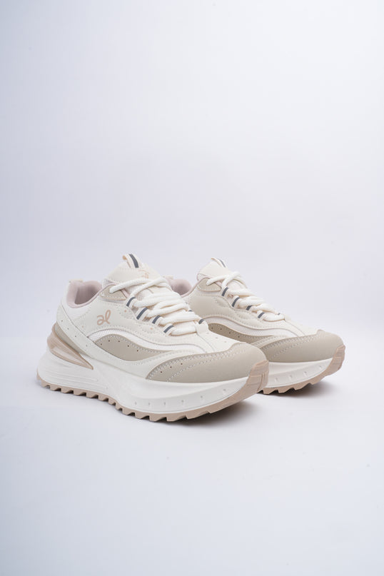 Tenis de plataforma blanco con beige