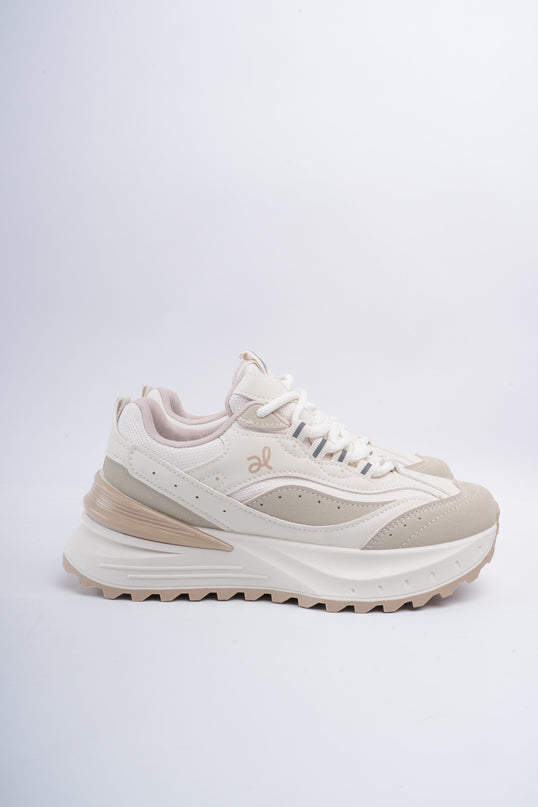 Tenis de plataforma blanco con beige